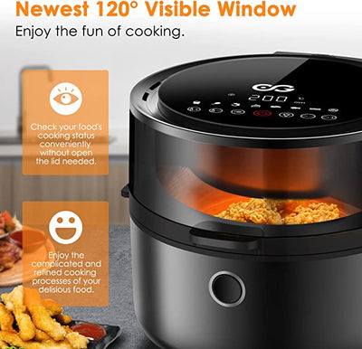 Air Fryer with Rapid Air Circulation,5.5L Large Capacity,1500W,7 Preset Modes, Cooking Window, Digital LED Touch Screen and Timer/Temp Control Low Fat