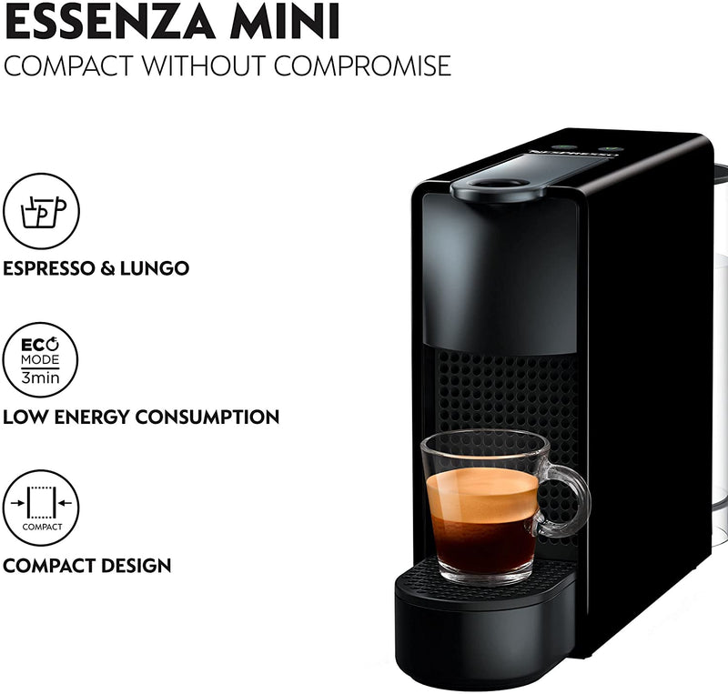 Nespresso Essenza XN110840 Mini Coffee Machine by Krups, Piano Black [Energy Class A]