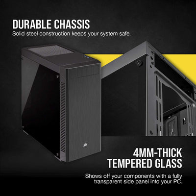 Corsair 110R, Tempered Glass Mid-Tower ATX Gaming Case, Black