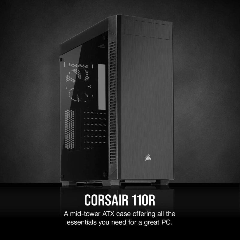 Corsair 110R, Tempered Glass Mid-Tower ATX Gaming Case, Black