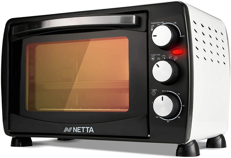 NETTA Mini Oven 18L Portable Electric Grill - Multi Cooking Function Grill and Bake - Adjustable Temperature Control, Timer - 1200W