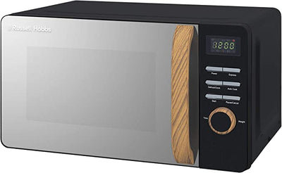 Russell Hobbs RHMD714B-N 17L 700w Scandi Black Digital Microwave with 5 Power Levels, Clock & Timer, Automatic Defrost, Easy Clean, 8 Auto Cook Menus