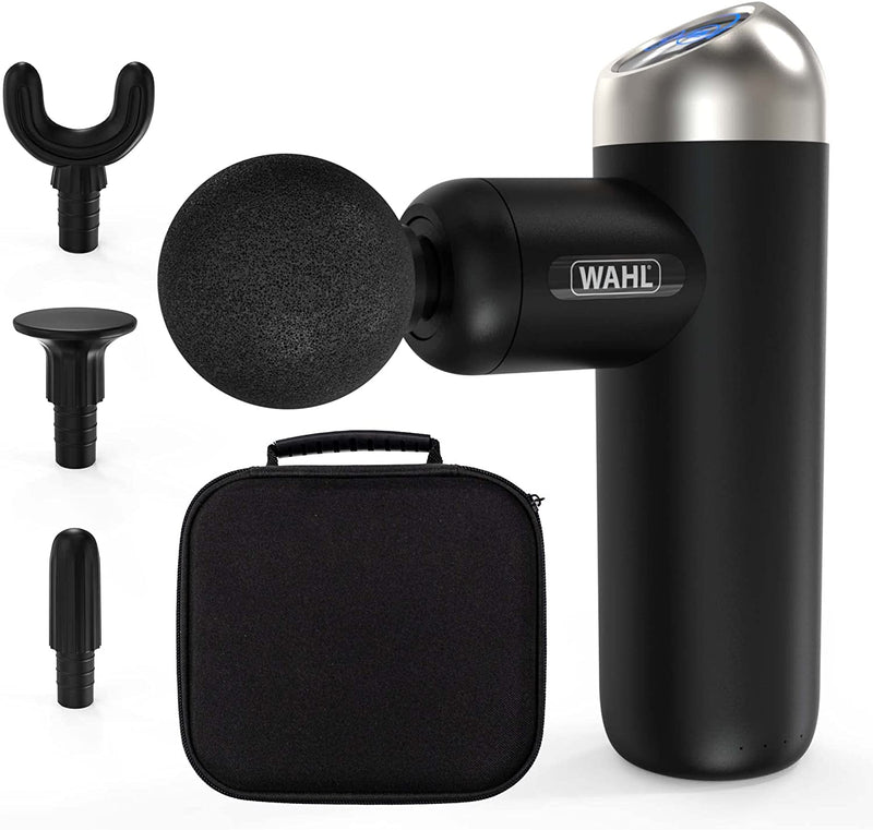 Wahl Mini Massage Gun, Deep Tissue Percussion Massager, Cordless Muscle Massagers, On-the-Go Massaging, 6 Speed Settings, 4 Attachments, Lightweight