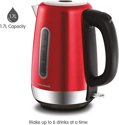 Morphy Richards 102785 Red Equip Stainless Steel Jug Kettle, 3000 W, 1.7 Litre, Red