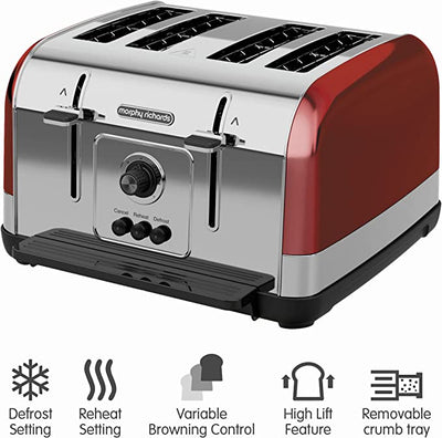 Morphy Richards 240133 Venture 4 Slice Toaster Red