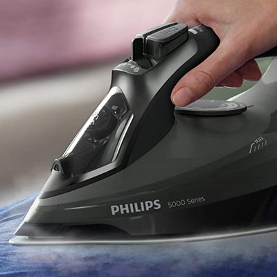 Philips Steam Iron Series 5000, 2600 W power, 45 g/min Continuous Steam, 200 g Steam Boost, SteamGlide Plus, DST5040/86, Black