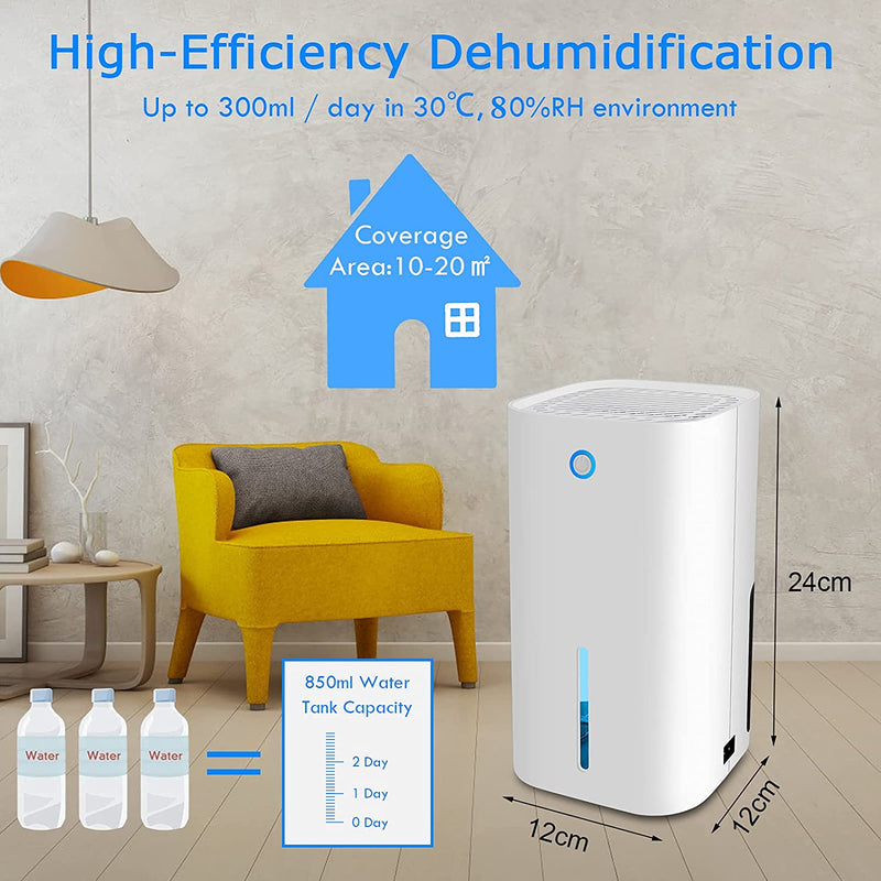 Dehumidifiers for Home 30oz 850ml Portable Electric Dehumidifier with Smart Features Auto-Off