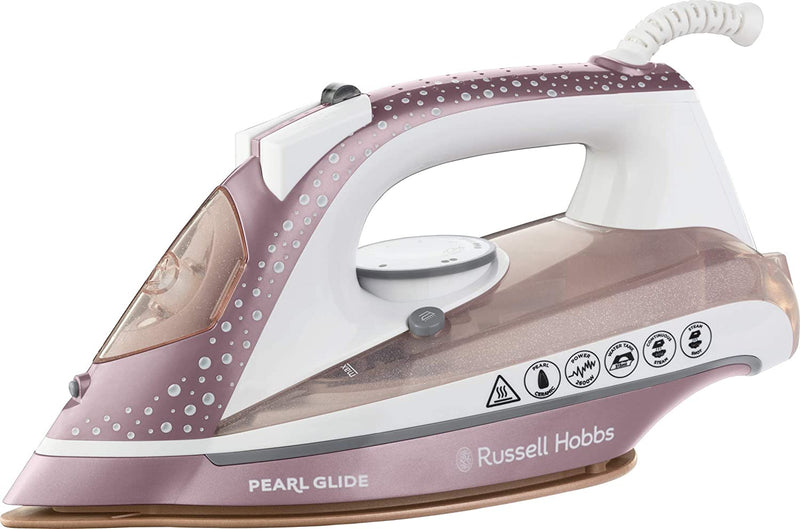 Russell Hobbs Pearl Glide Steam Iron with Pearl Infused Ceramic Soleplate, 315 ml Water Tank, Anti-Drip and Self-Clean Function, 2600 W, 23972