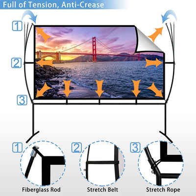 Screen Home Cinema 233X139Cm (100 '') 16: 9 Mobile Projector Screen Easy Installation And Operation Suitable For Home Cinema And Outdoor Projection Screen