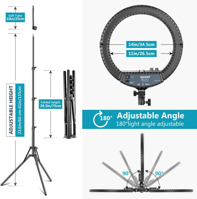 Neewer 14-inch Outer Dimmable LED Ring Light Kit Includes: 30W Bi-Color 3200k-5600K Small Ring Light, Light Stand, Soft Tube, Phone Holder, Ball Head