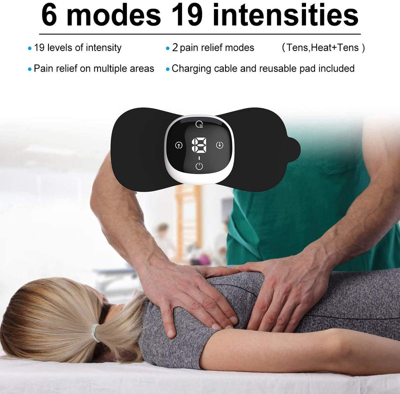 Wireless TENS Machine for Pain Relief TENS Unit Heated Rechargeable Muscle Stimulator EMS Massage for Back Knee, Sciatica Arthritis Muscle, Joint Pain