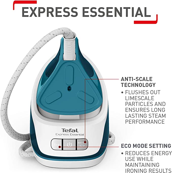 Tefal Steam Generator Iron, Express Essential, 2200 W, White and Green, SV6115