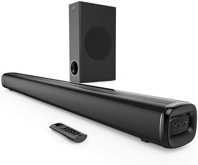 Paiyda 2.1 Channel Soundbar with Subwoofer, 120W Soundbar for TV, 120 dB Strong Bass Surround Sound System, Remote, Optical/AUX/Coaxial/USB Connection