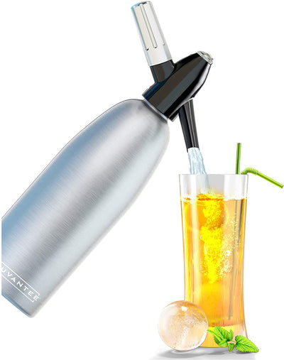 Nuvantee Soda Siphon – Ultimate Soda Maker - Aluminum – 1 Liter - Free Cocktail Recipes (e-book)  - Uses Standard CO2 Charger (not included)