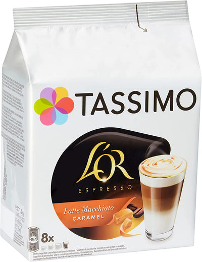 Tassimo L'OR Latte Caramel Macchiato Coffee Pods (Pack of 5, Total 80 Coffee Capsules)