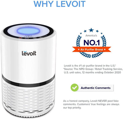 Levoit Air Purifier for Home, Quiet H13 HEPA Filter Removes 99.97% of Pollen