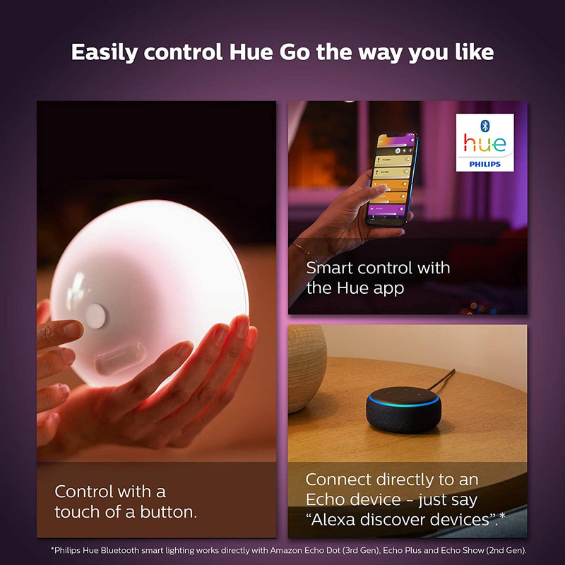 Philips Hue Go 2.0 White & Colour Ambiance Smart Portable Light with Bluetooth, Works with Alexa and Google Assistant [Energy Class A]