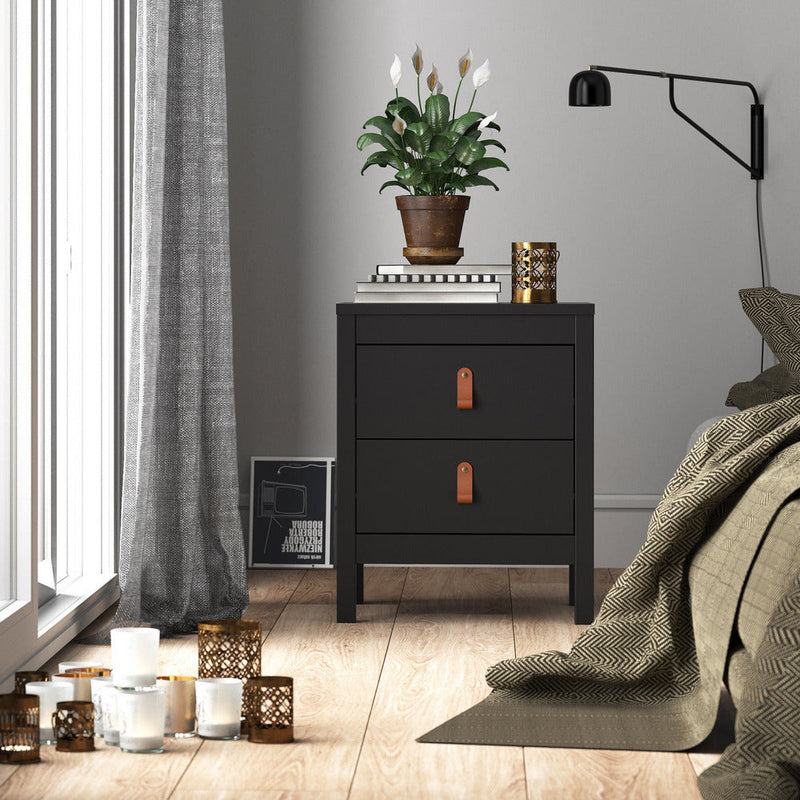 Benjamin Black Bedside Cabinet With 2 Drawers