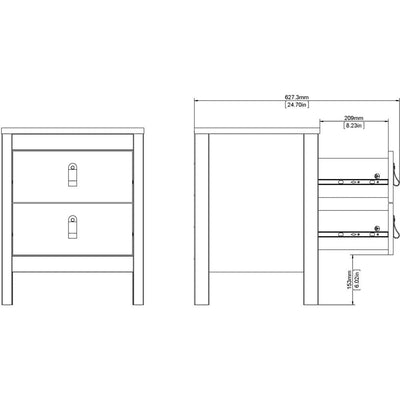 Benjamin Black Bedside Cabinet With 2 Drawers