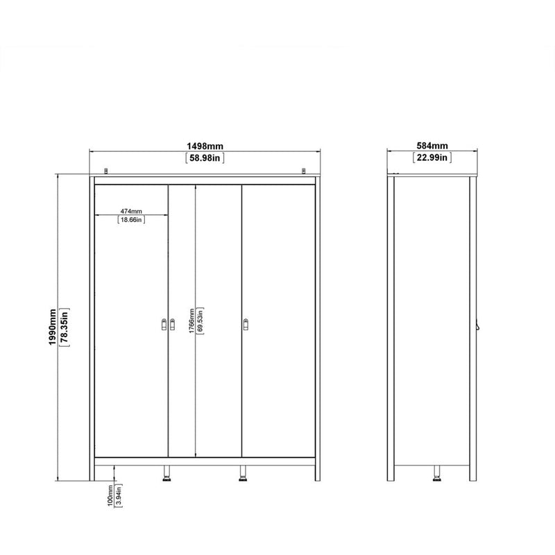 Benjamin White Wardrobe With 3 Doors