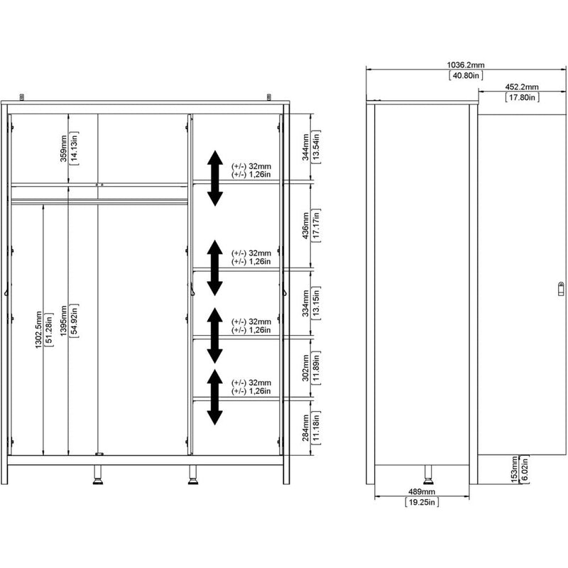 Benjamin White Wardrobe With 3 Doors