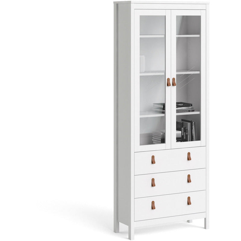 Benjamin White Display Cabinet With Glass 2 Doors + 3 Drawers