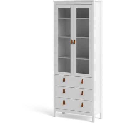 Benjamin White Display Cabinet With Glass 2 Doors + 3 Drawers