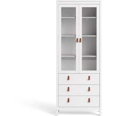 Benjamin White Display Cabinet With Glass 2 Doors + 3 Drawers