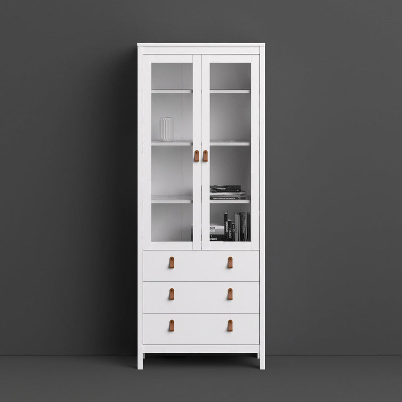 Benjamin White Display Cabinet With Glass 2 Doors + 3 Drawers