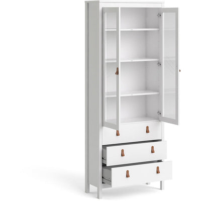 Benjamin White Display Cabinet With Glass 2 Doors + 3 Drawers