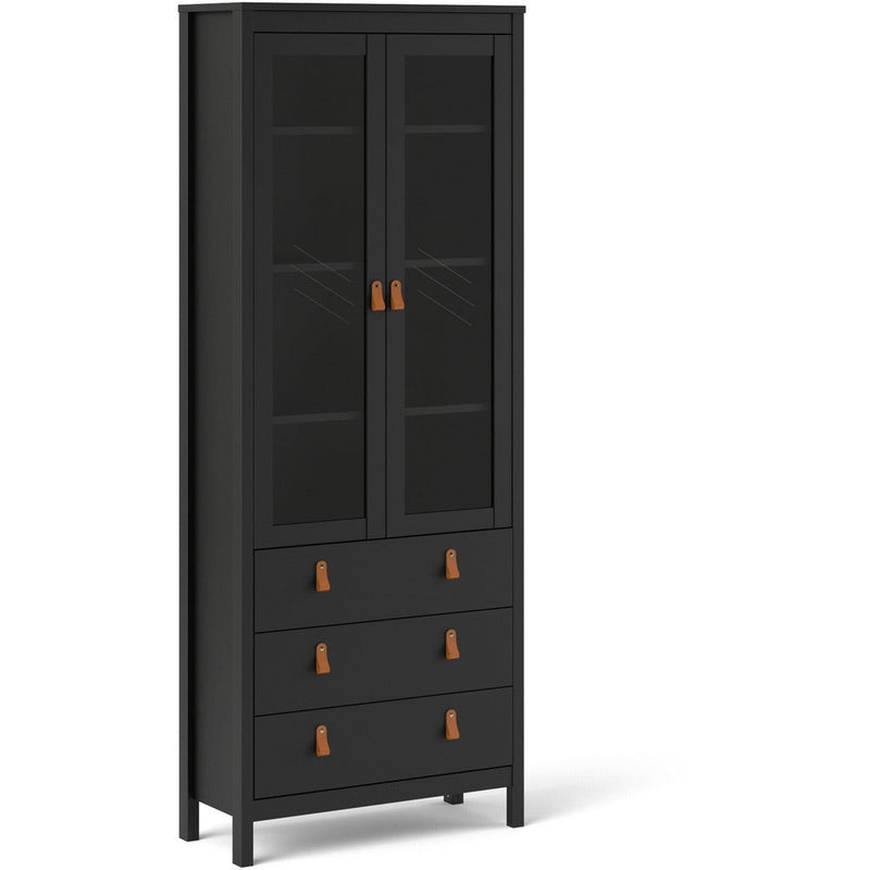 Benjamin Black Display Cabinet With Glass 2 Doors + 3 Drawers