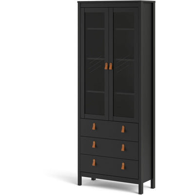 Benjamin Black Display Cabinet With Glass 2 Doors + 3 Drawers