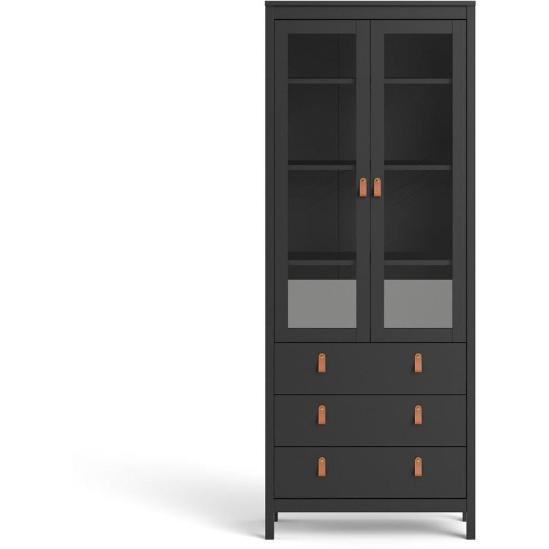 Benjamin Black Display Cabinet With Glass 2 Doors + 3 Drawers