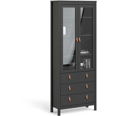 Benjamin Black Display Cabinet With Glass 2 Doors + 3 Drawers