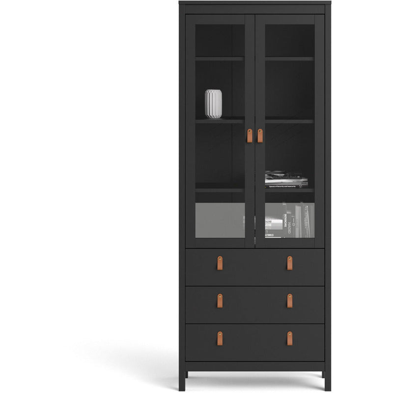 Benjamin Black Display Cabinet With Glass 2 Doors + 3 Drawers