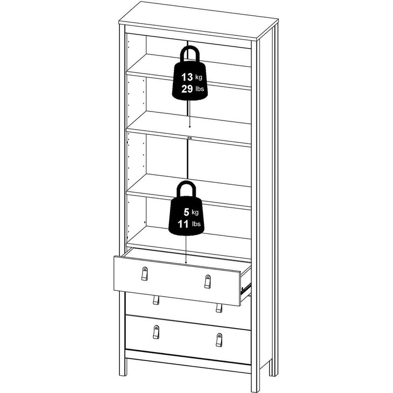 Benjamin White Display Cabinet With Glass 2 Doors + 3 Drawers