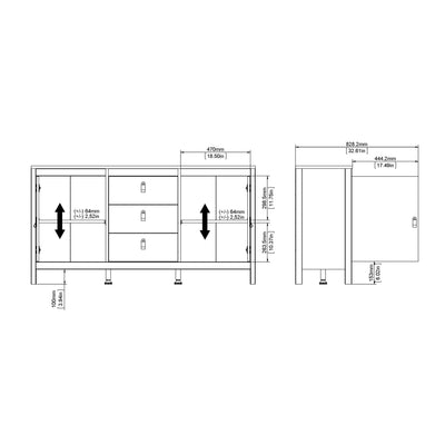 Barcelona Sideboard 2 doors + 3 drawers in White 725796704949