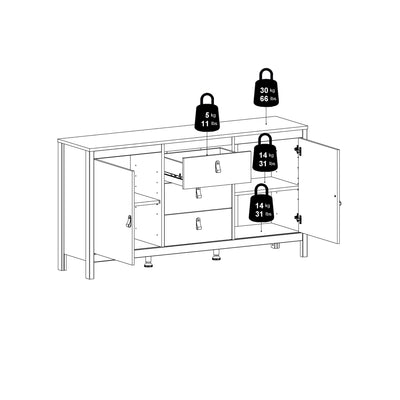 Barcelona Sideboard 2 doors + 3 drawers in White 725796704949