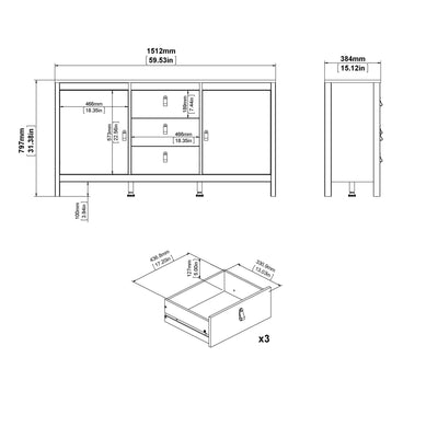 Barcelona Sideboard 2 doors + 3 drawers in White 725796704949