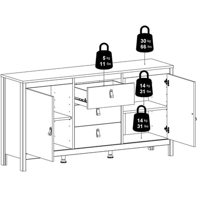 Benjamin Black Sideboard 2 Doors + 3 Drawer