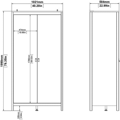 Benjamin White Wardrobe With 2 Doors