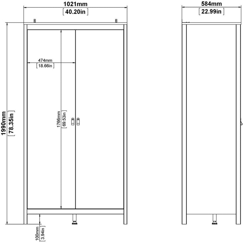 Benjamin White Wardrobe With 2 Doors