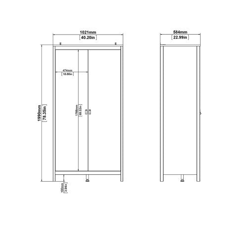 Madrid Wardrobe with 2 doors  Matt Black