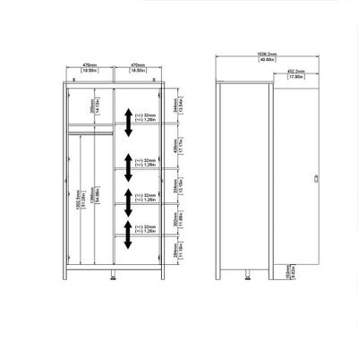 Madrid Wardrobe with 2 doors  Matt Black