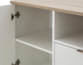 Alma Compact Sideboard with Door and Drawers - White and Oak