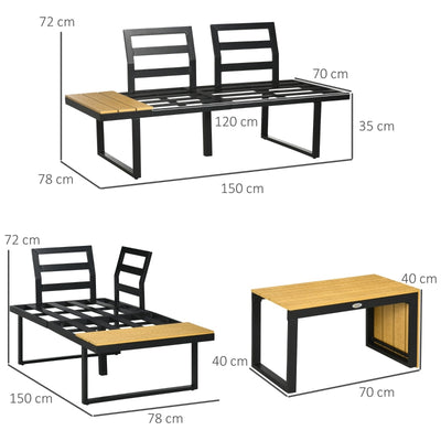 3 Pieces Patio Furniture Set- Dark Grey