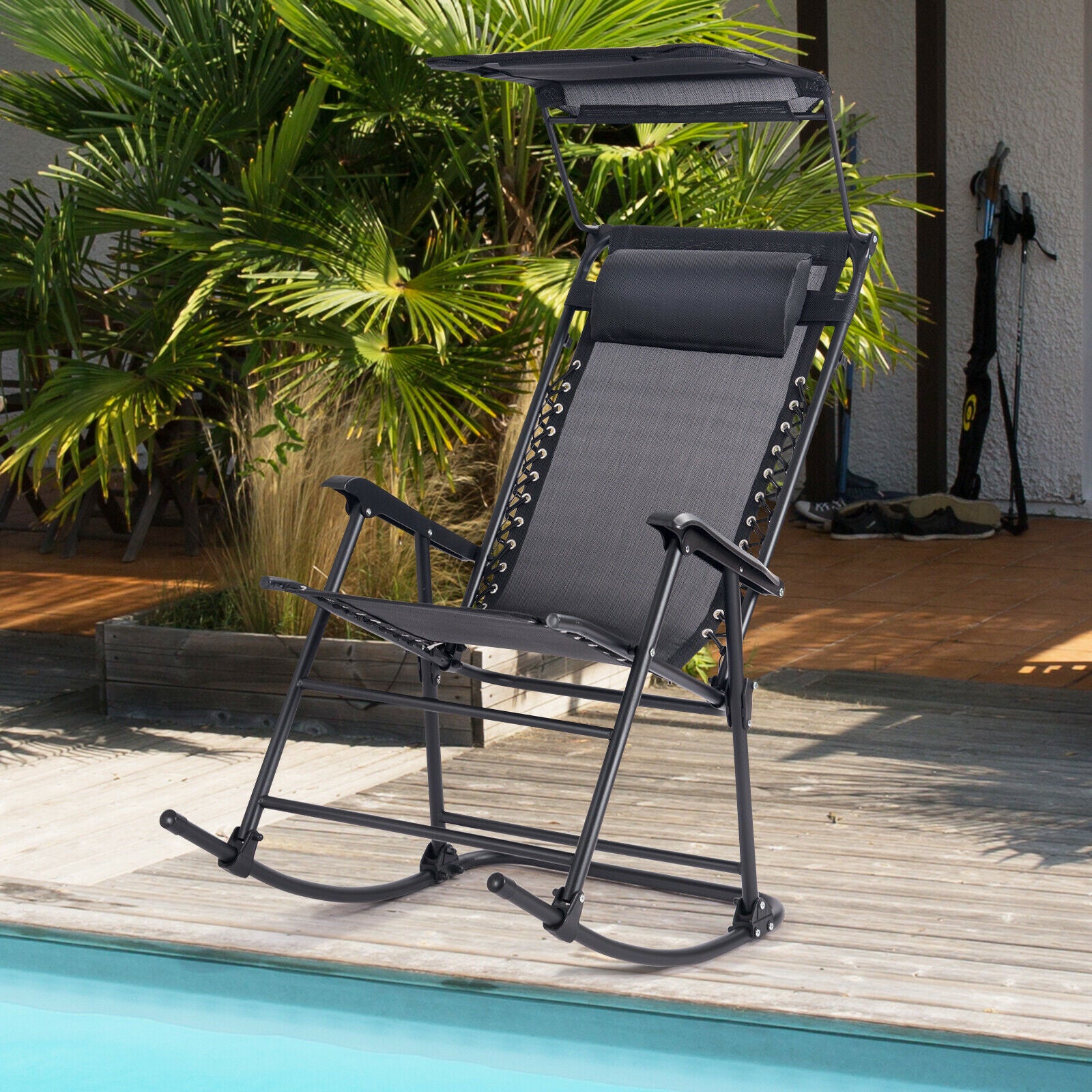 Rocking lawn best sale chair with canopy