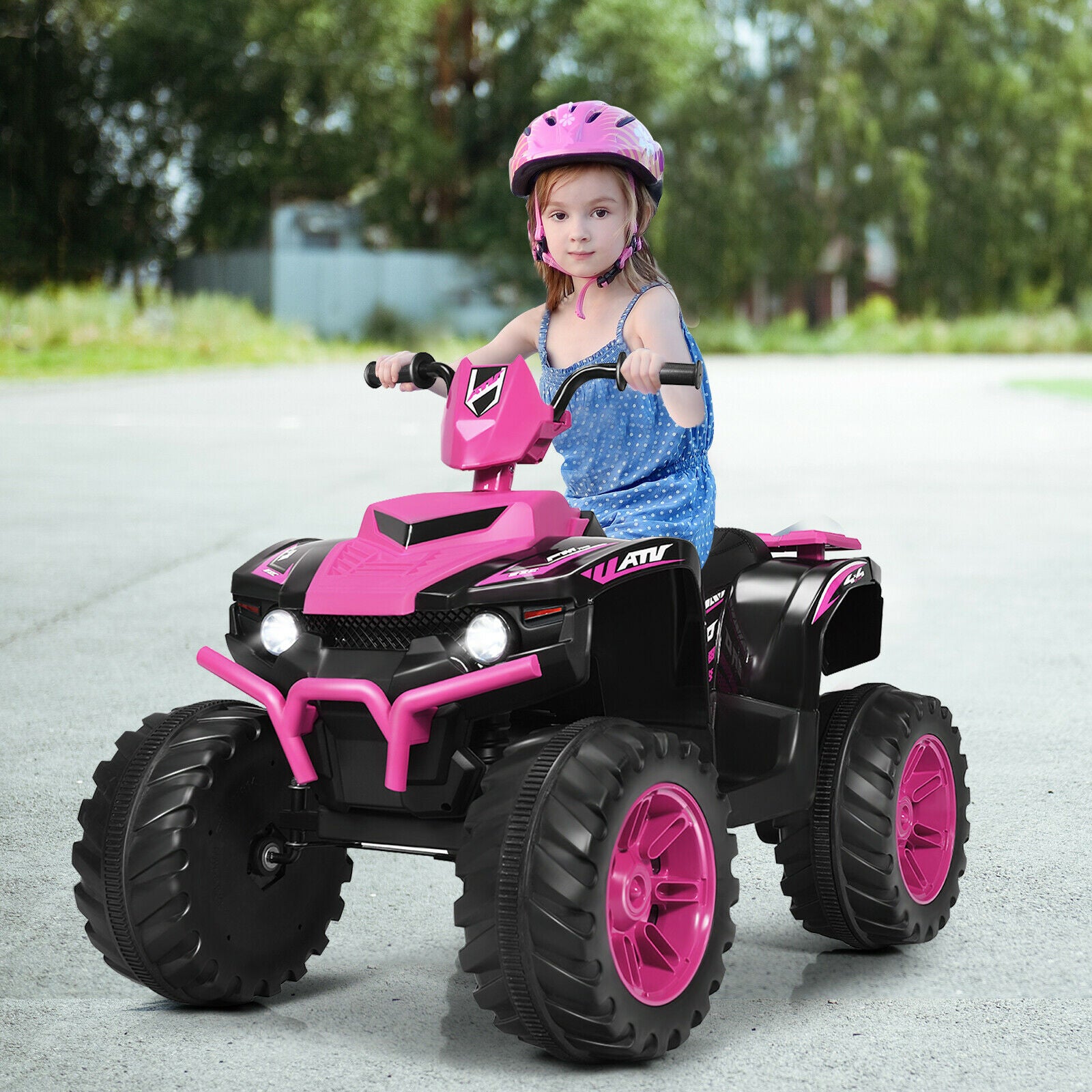 Pink quad on sale bike 12v