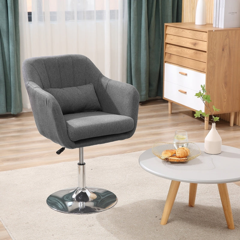 Swivel Base Accent Chair, With Pillow - Grey