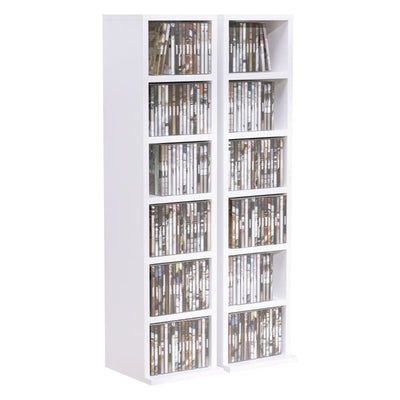 204 CD Media Display Shelf Unit Set Of 2 Blu-Ray Tower Rack , White